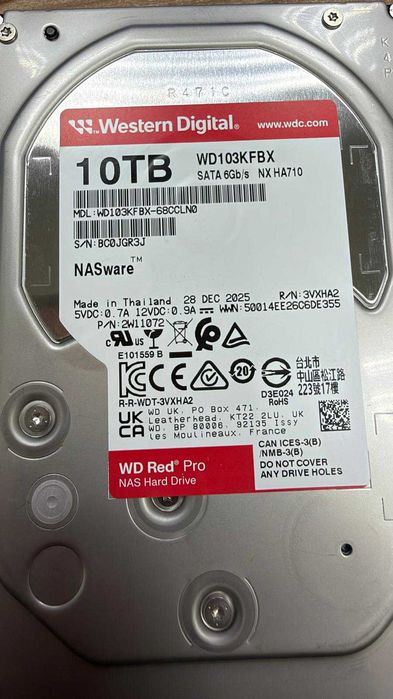Western Digital Red Pro 10TB 7200 RPM 512MB Cache – Como Novo