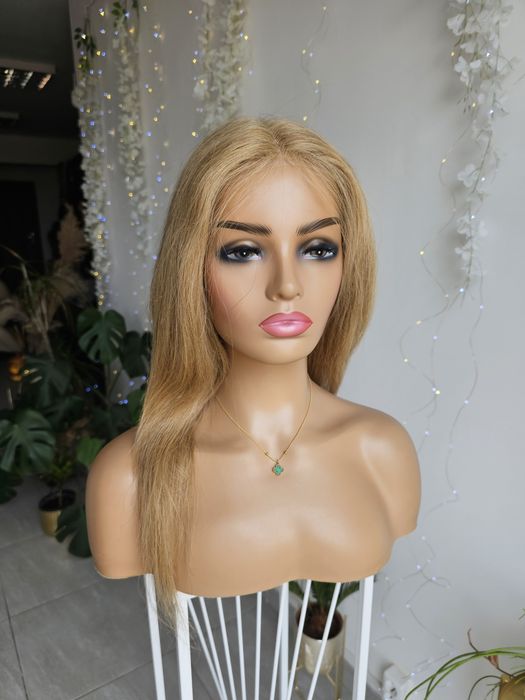 Peruka z włosów naturalnych Patrycja beżowy blond 50 cm lacefront