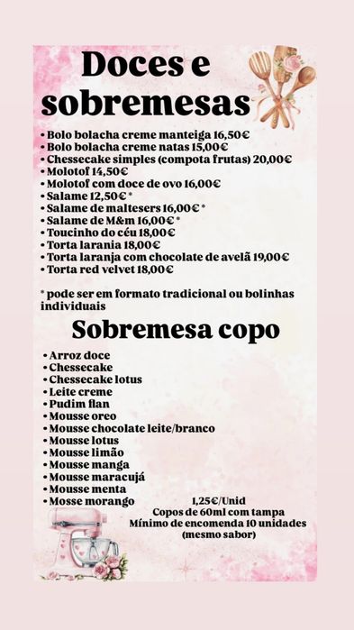 Salgados e doces caseiros