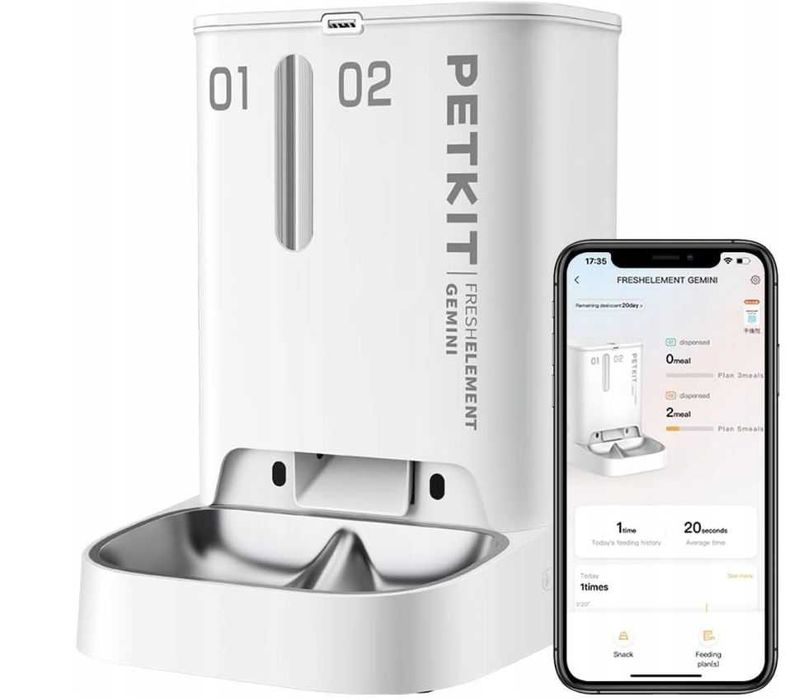 PETKIT Gemini Automatyczny Karmnik Podajnik 5L Podwójny Czujnik LED