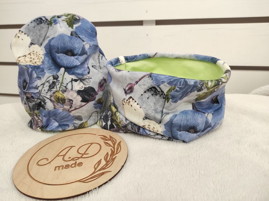 Komplet Chabrowa łąka czapka, Komin Welur