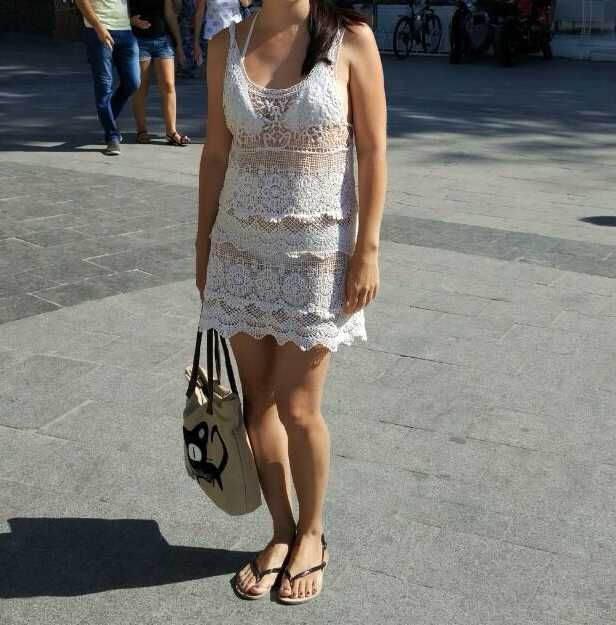 Мереживна біла сукня для пляжу, пляжна туніка