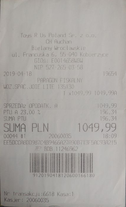 Wózek dziecięcy spacerowy marki Joie