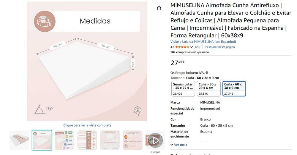 Almofada em cunha grande e pequena anti-refluxo 15º
