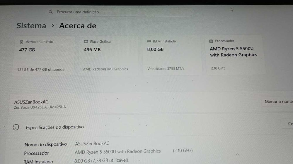 Portátil ASUS Zenbook