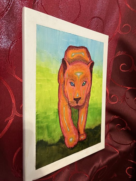 Ręcznie malowany farbkami akrylowymi obraz na płótnie 30x40