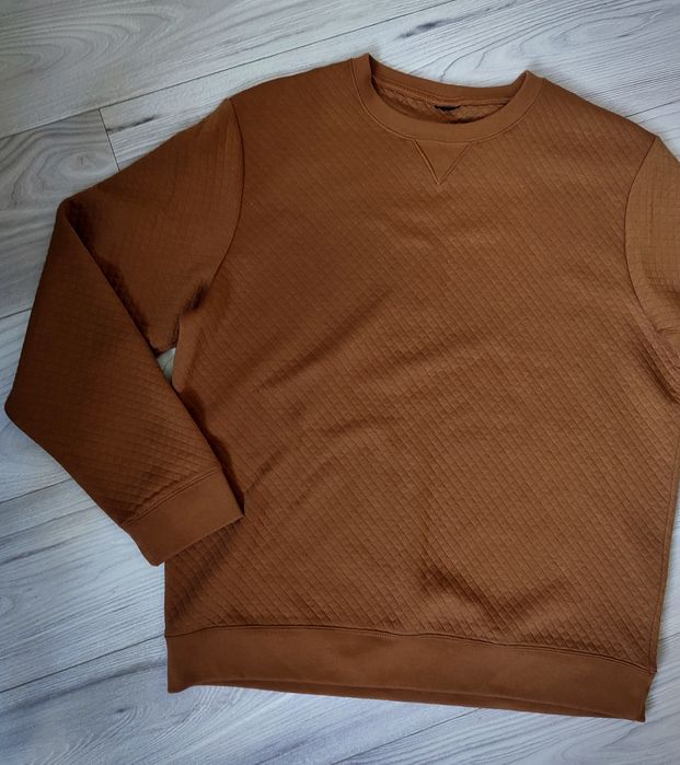 Sweter męski H&M, brązowy, fakturowany splot, rozm. M/L