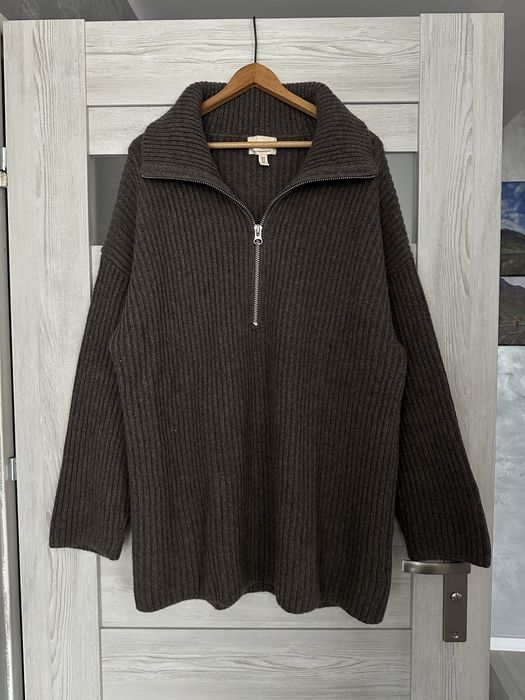 Welna kaszmir sweter z suwakiem brazowy H&M