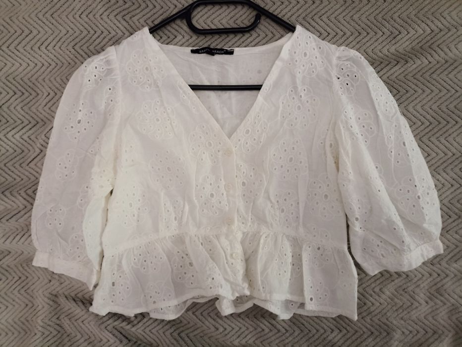 Biała ażurowa bluzka M