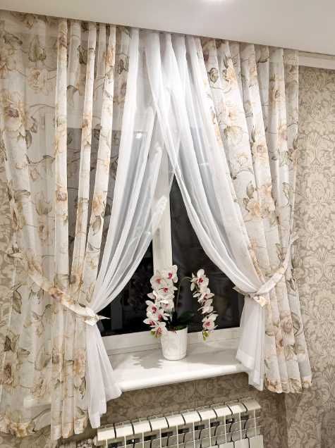 Коротка тюль штори льон 1.6м висота на кухню, арка, гардины батист