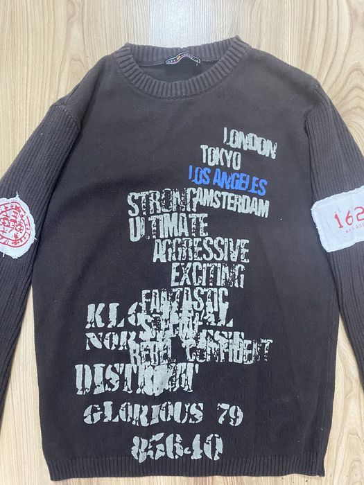 sweter brazowy affliction opium y2k