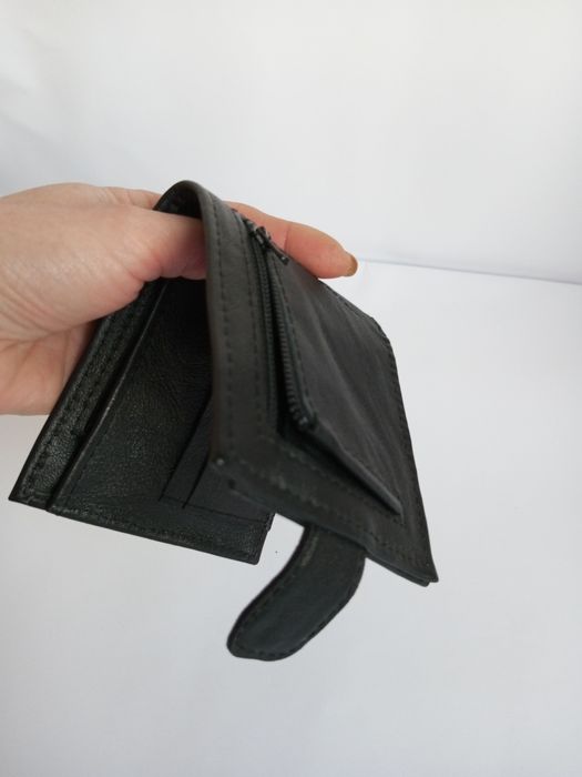 Кожаный мужской черный маленький кошелёк