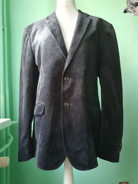 Aksamitna męska marynarka gotycka z podszewką z obrazem i kieszeniami