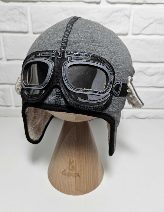 Czapka dla chłopca Pilotka "Dekster" c.szara  na futerku roz. 44