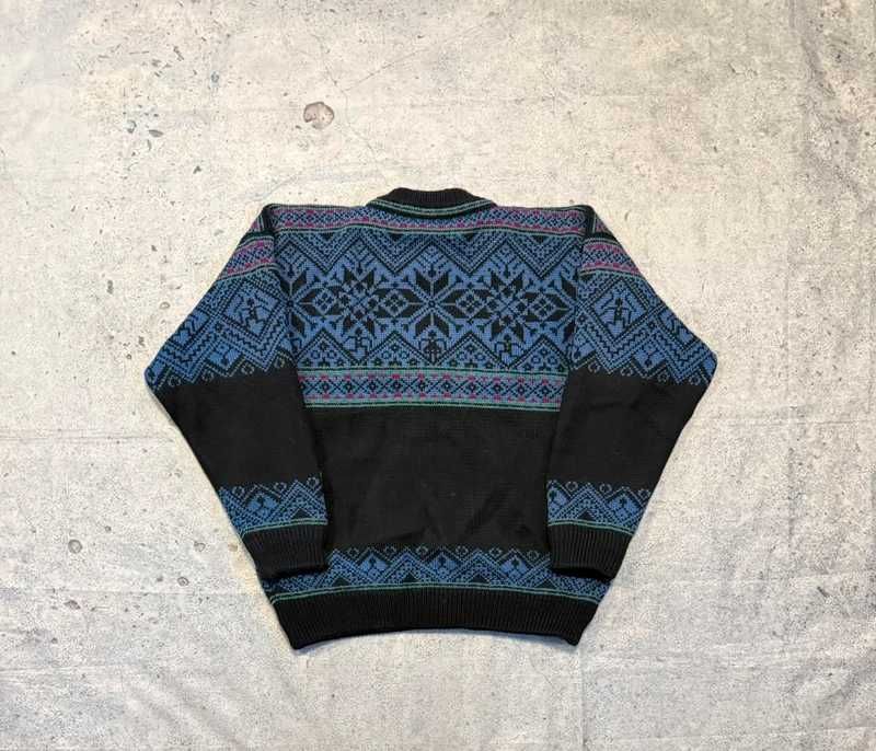Granatowy gruby sweter lambswool Dale of Norway - Size L