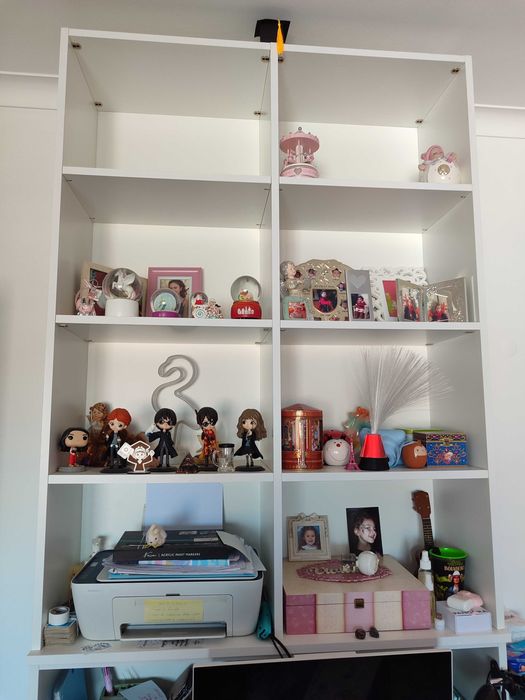 Armario secretária em que a parte onde está o computador fecha.