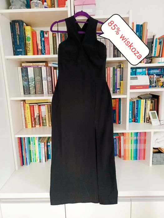 Sukienka, Vesper, 10, czarna, szerokie ramionczka, 85% wiskoza