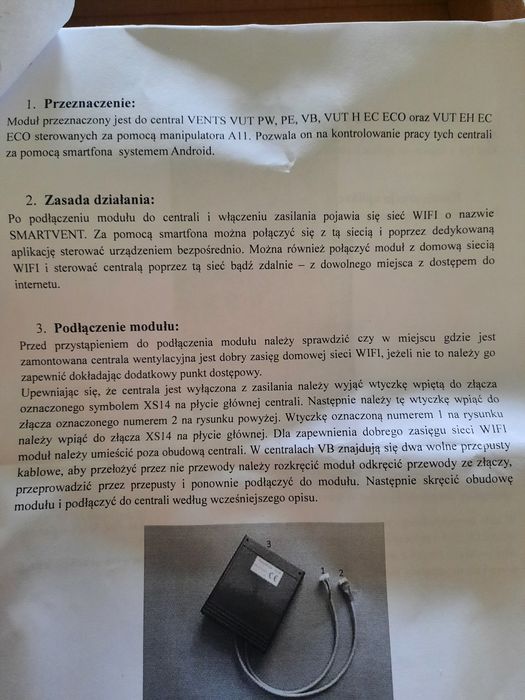 Vents smartvent sterownik wifi centrala/smartfon.