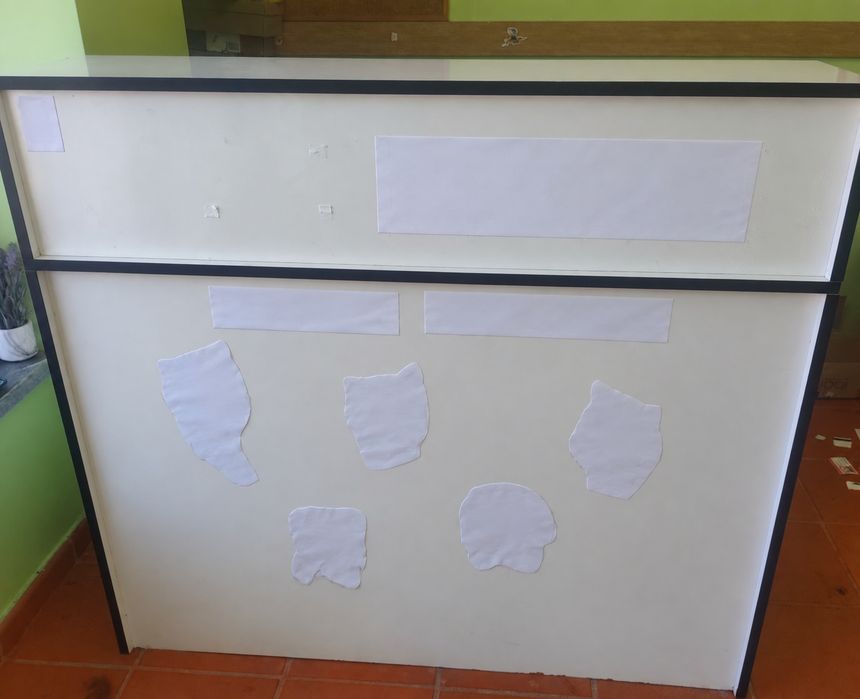 Balcão de Receção Branco e Preto com Gavetas