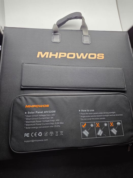 Przenośny, składany panel słoneczny MHPOWOS o mocy 220 W