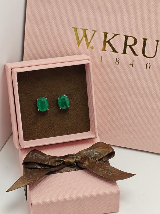 Kolczyki srebrne 925 z zielona cyrkonią