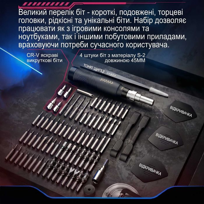 Набір прецизійних викруток Jakemy JM-8186A (83 в 1) для електроніки