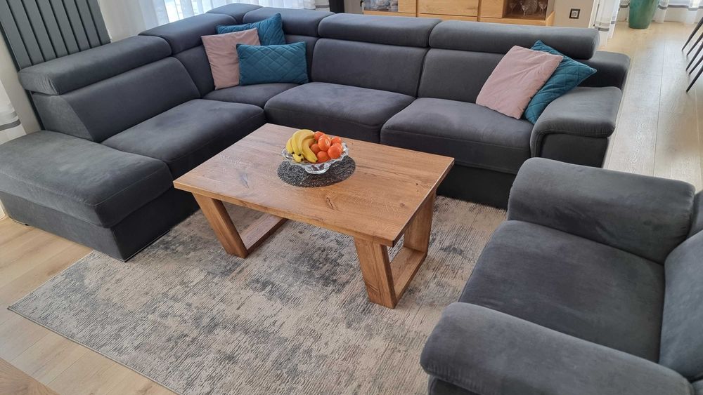 Ręcznie robiony stolik kawowy z litego dębu 105x65 Blat 4cm