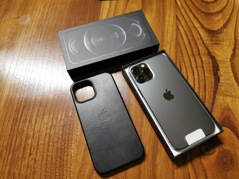 Iphone 12 pro max 128g graphite com capa em pele original Preta