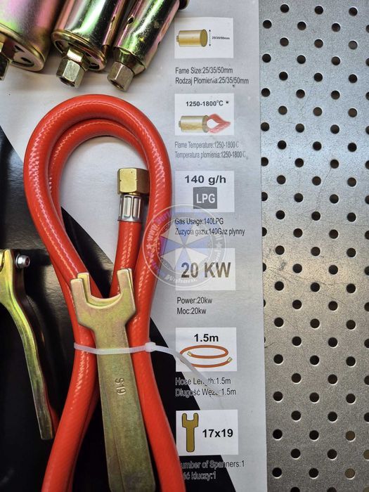 Palnik gazowy do papy dachowej 3 dysze + wąż Palnik gazowy do papy