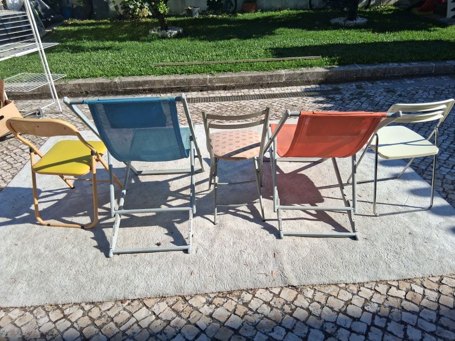Cadeiras desdobráveis, estrura em metal, para jardim,  piscina, varanda.