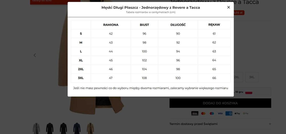 Płaszcz męski nowy