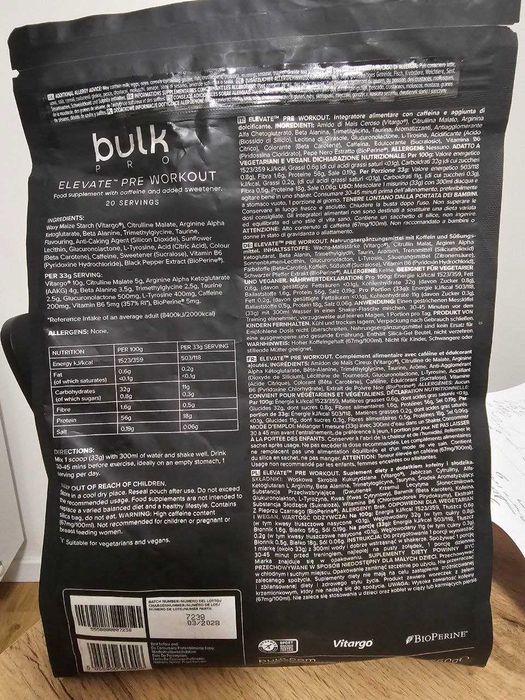 Bulk pro pre workout
