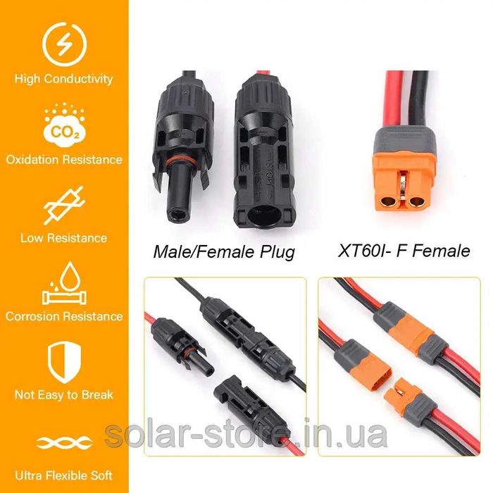 Кабель MC4 to XT60i Solar Cable для підключення EcoFlow/BLUETTI до сонячної панелі