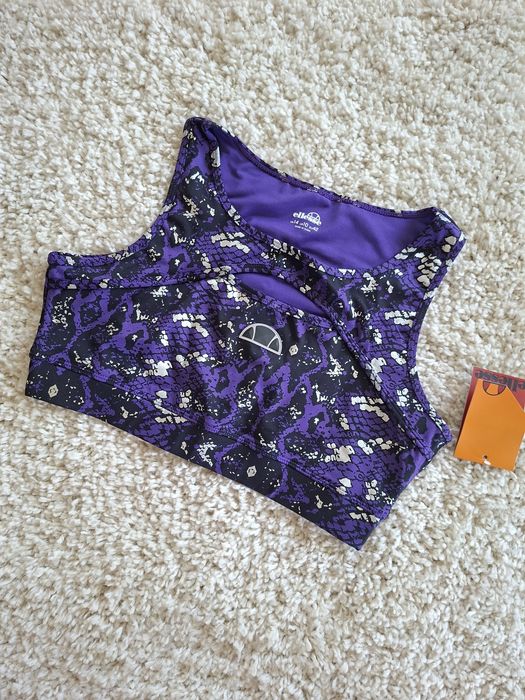 Nowy biustonosz sportowy Ellesse top fioletowy wąż snake print 42 XL z metką