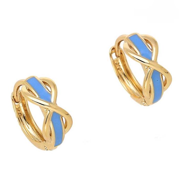 Kolczyki złote koła kółka z niebieską emalią stal chirurgiczna PR6