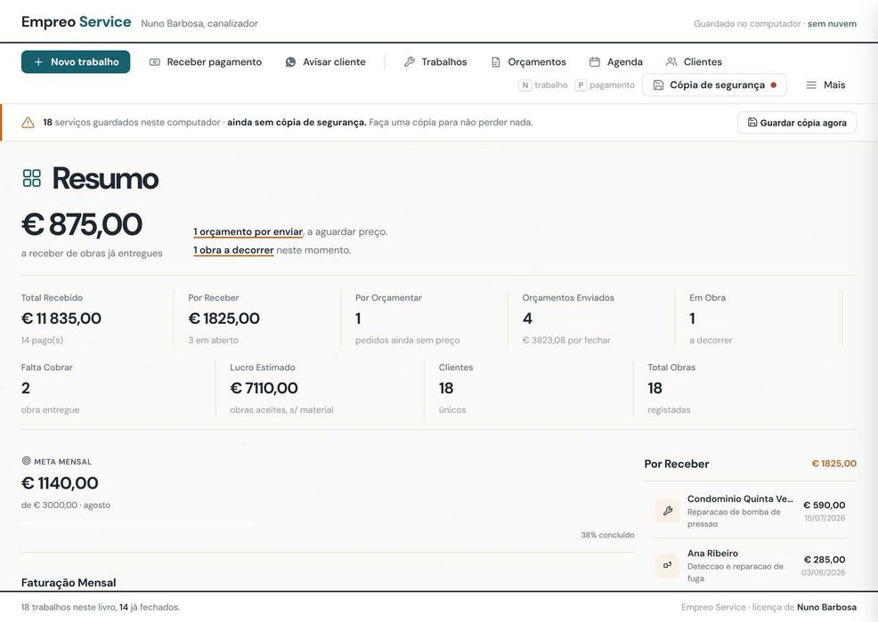 Programa de Orçamentos e Obras | Canalizador, Eletricista, Pedreiro