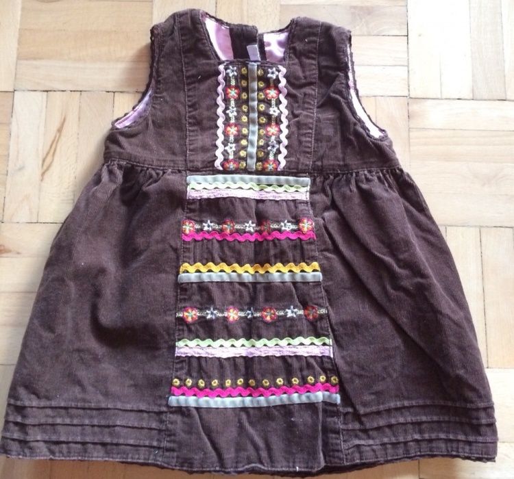 Sukienka H&m, 4-6 miesięcy, brąz, haftowana