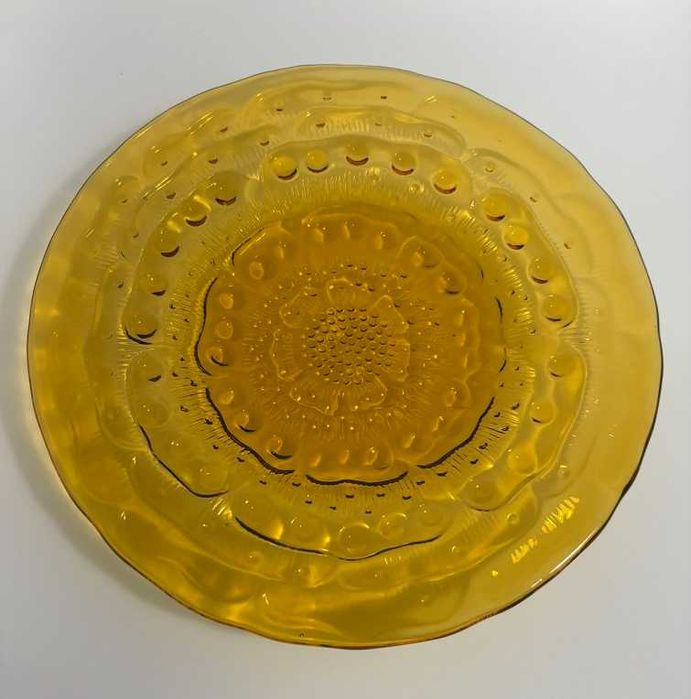 Talerz flora Ząbkowice szkło PRL