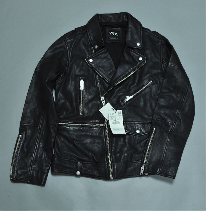 Zara Man оригинал новая мужская косуха НАТУРАЛЬНАЯ КОЖА куртка кожанка