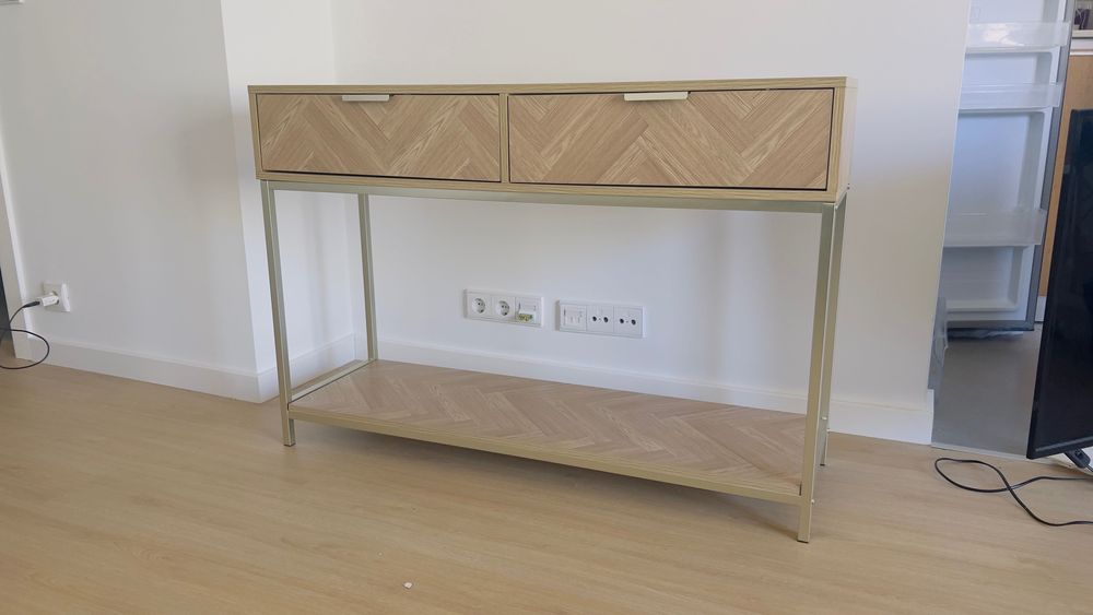 Consola CHEVRON bege em mdf com 2 gavetas