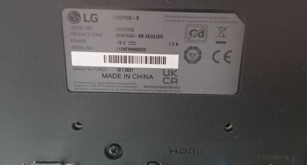 Base de monitor Gaming LG 24MP60G-B (24'' - 1 ms - 75 Hz)