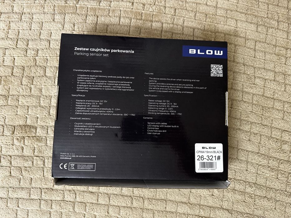 Czujniki parkowania BLOW CPW4 19mm Black – 4 szt. + wyświetlacz | NOWE