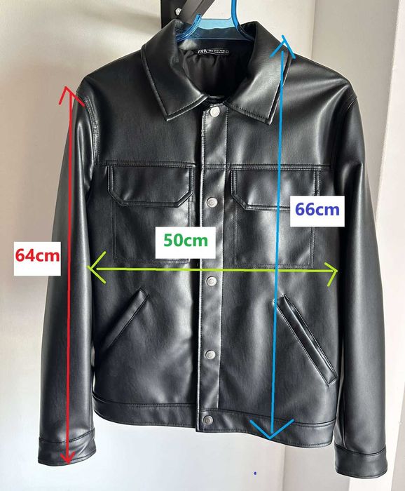 Blusao motard biker casaco homem Zara Man efeito pele preto S