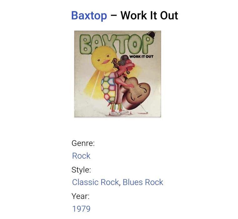 Baxtop "Worki it out" vinyl stan bdb