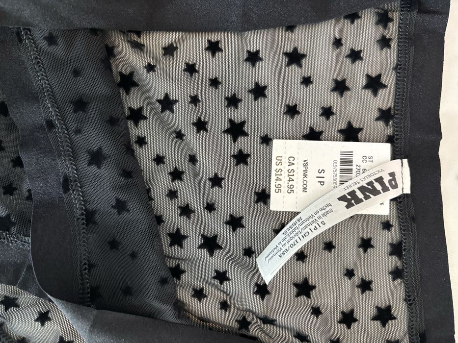 Czarne koronkowe figi PINK Victorias Secret S/36
