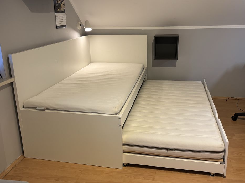 IKEA Łóżko podwójne z łóżkiem wysuwanym i materacami