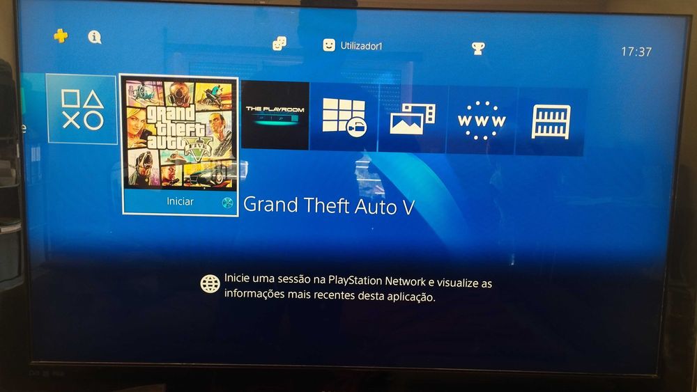 PS4 Slim 1TB + Jogo GTA 5 + 1 Comando NOVO + Cabos