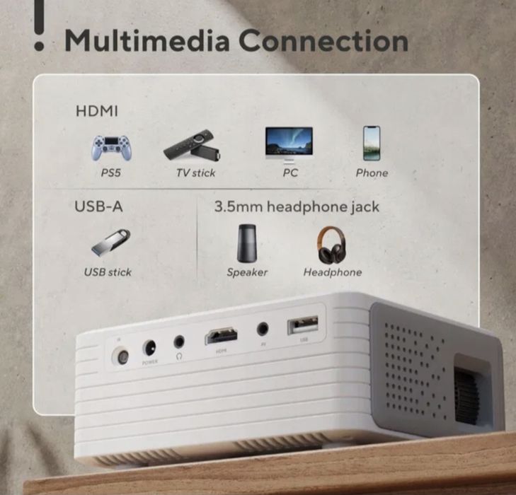 Projektor LCD AKIYO O1 biały Dla dzieci Pod namioty