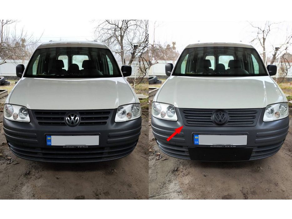 Volkswagen Caddy 2004-2010 Зимова накладка на решітку верхня Глянцева