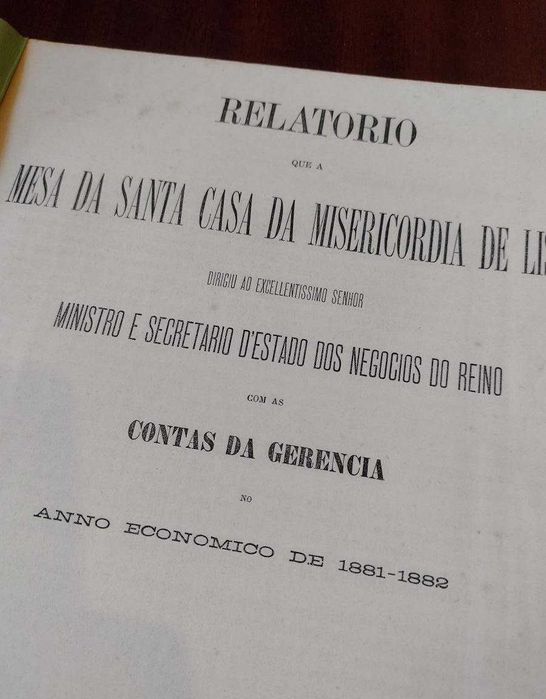 Mesa da Santa Casa da Misericórdia de Lisboa Relatório 1883